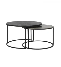 Zestaw 2 stolików TALCA 75 cm 67 cm srebrne
