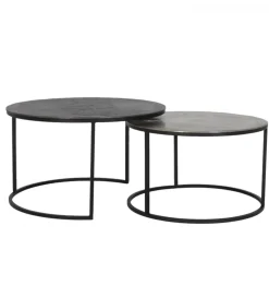 Zestaw 2 stolików TALCA 75 cm 67 cm srebrne